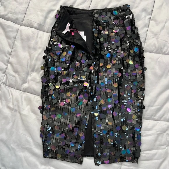 Parker Black-Multi Color Sequin Pencil Skirt - Picture 4 of 8